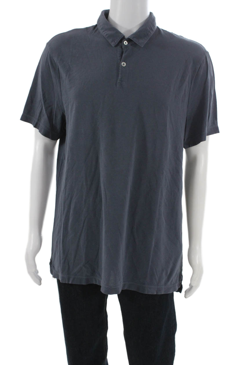 Standard James Perse Mens Gray Collared Short Sleeve Polo Cotton Size 3