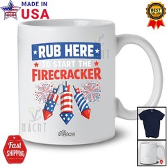Custom Name Rub Here Start Firecracker; 4th July Adult Firework Patriotic Shirt