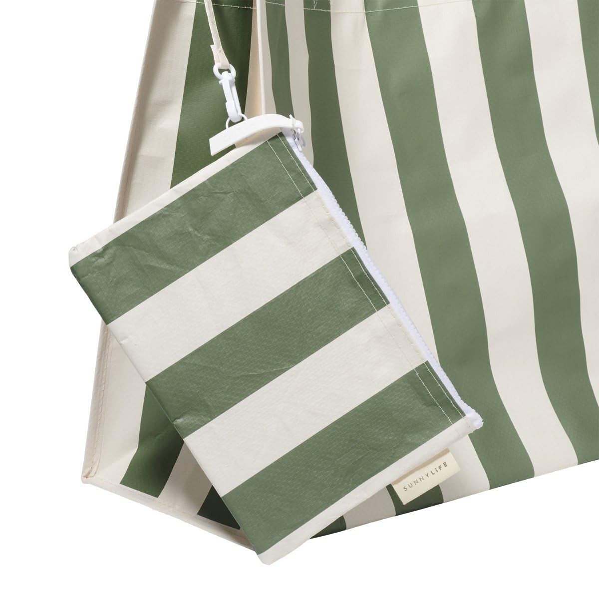Carryall Beach Bag | The Vacay Olive Stripe gallery