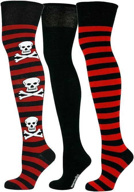Mysocks Halloween 3 Pairs Over the Knee Skull Socks