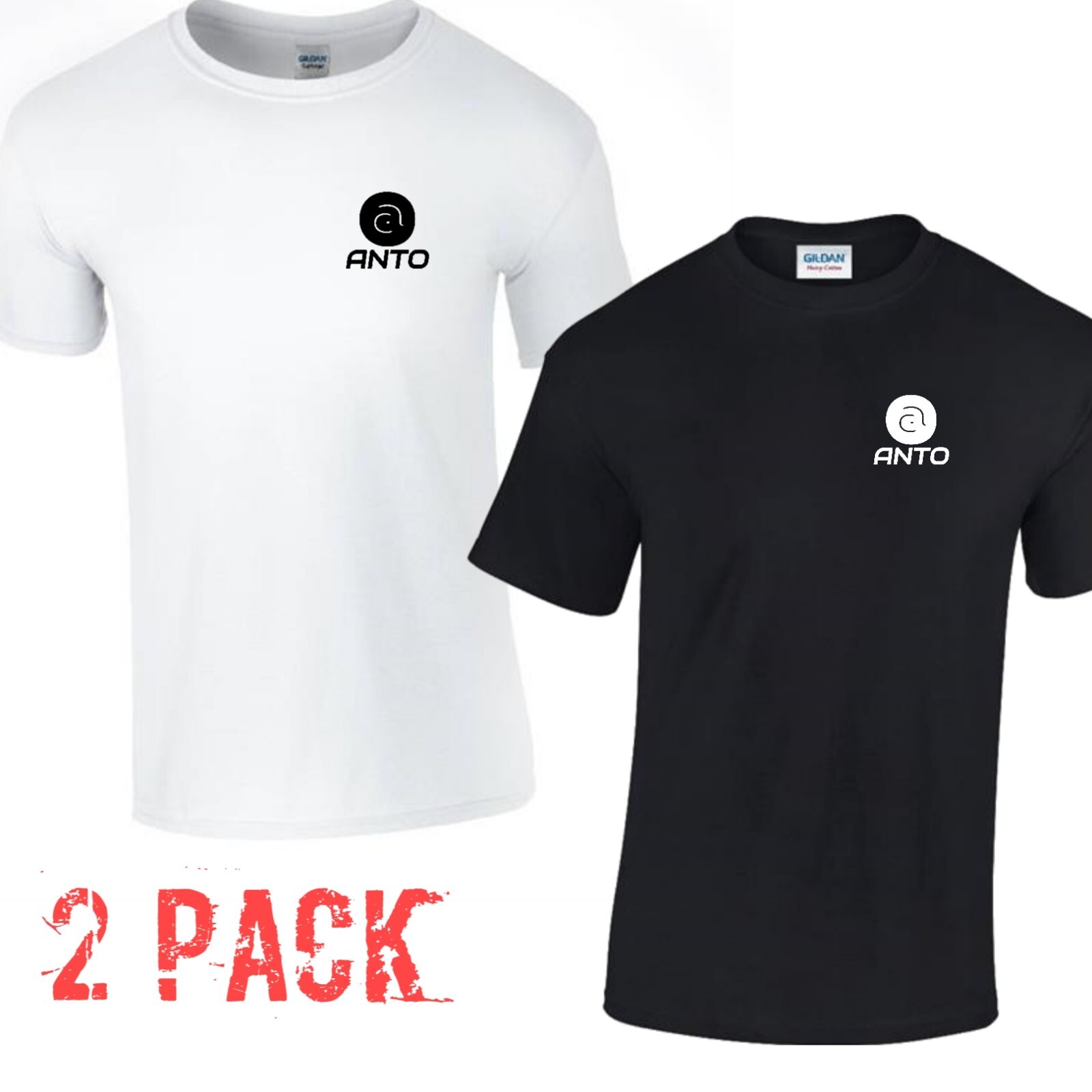 2 Pack SoftStyle Cotton Mens ANTO Logo T-shirt Multi Colors Semi Fitted Top gallery