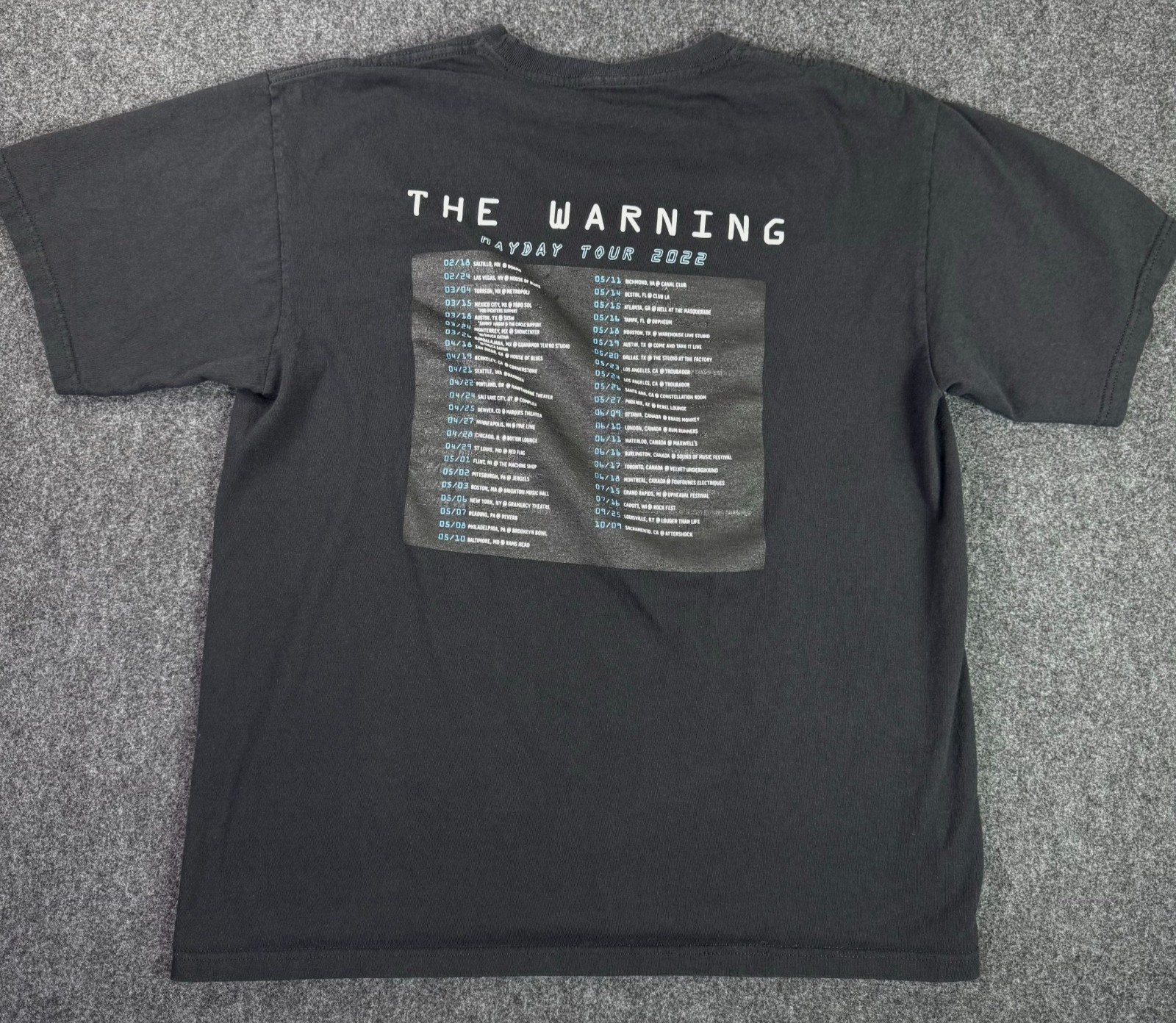 Official The Warning Mayday Tour 2022 Band Dates Mens L Black Concert T Shirt gallery