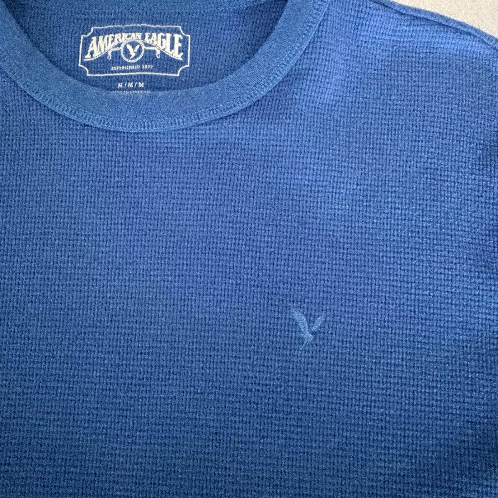 American Eagle Thermal Waffle Long-Sleeve Shirt Mens Size Medium Preppy Y2K Blue gallery