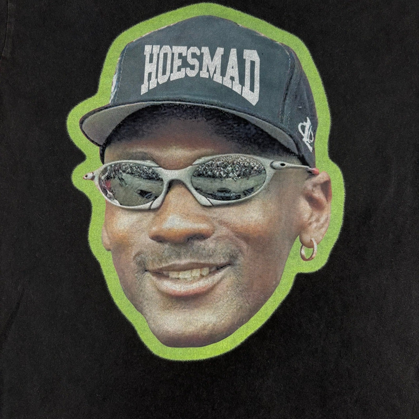 Michael Jordan HOESMAD Graphic T Shirt Black Giant Tee Jays USA Mens L gallery