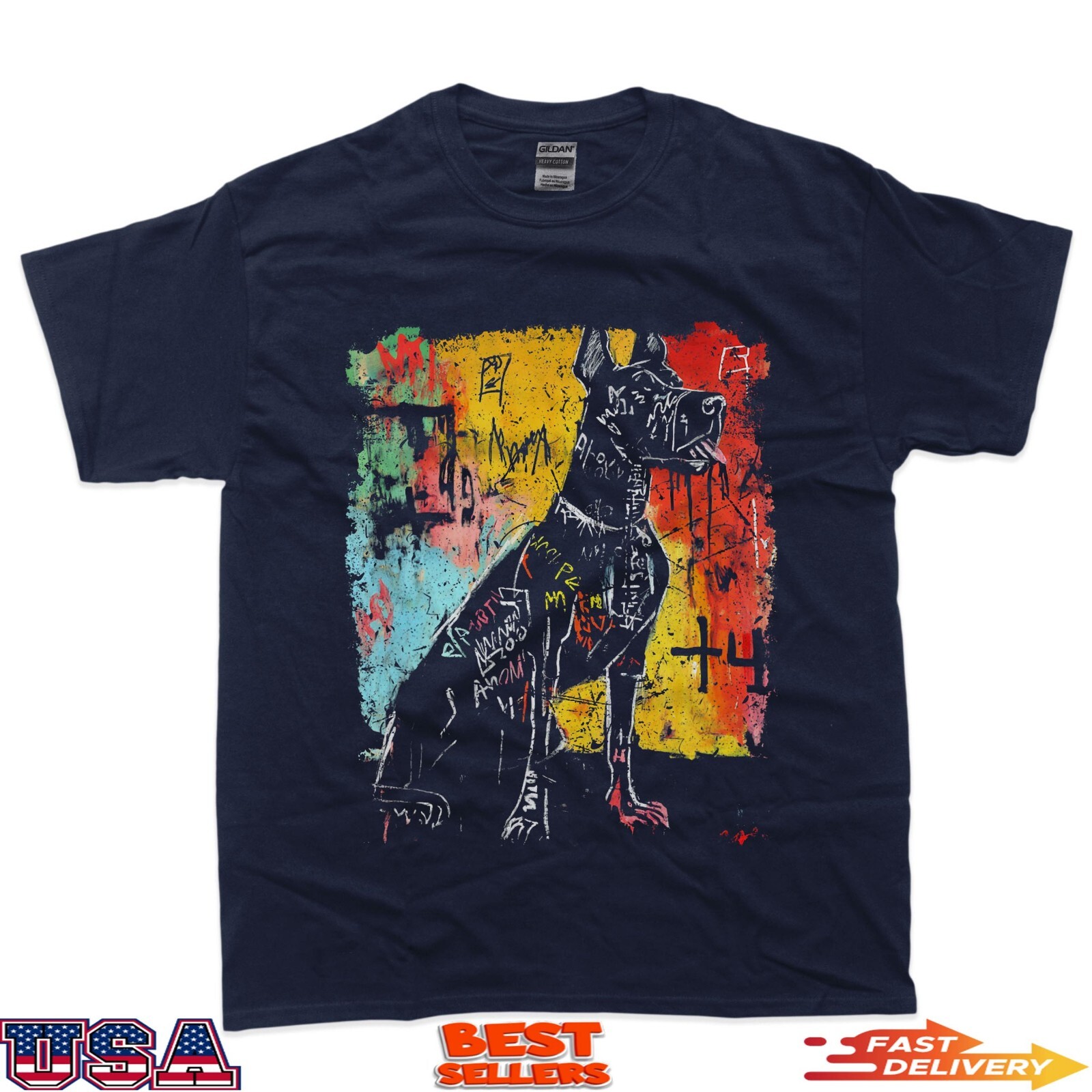 Pop Art Style Dog 90s Men's Graffiti T-Shirt gallery