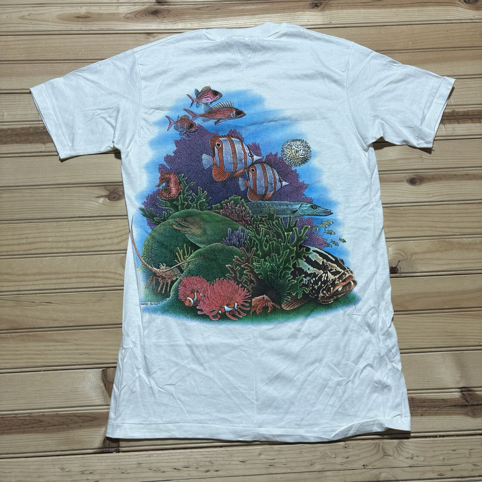 Vintage 80s Sea World San Diego Park Promo Underwater Shirt Size M Deadstock gallery