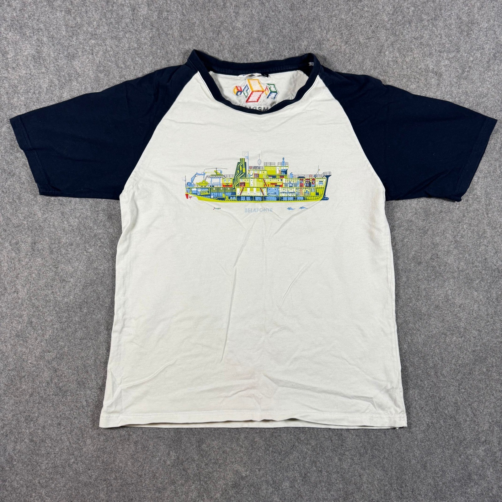 Google Belafonte Ship Raglan Shirt Mens L White Navy Life Aquatic Steve Zissou gallery