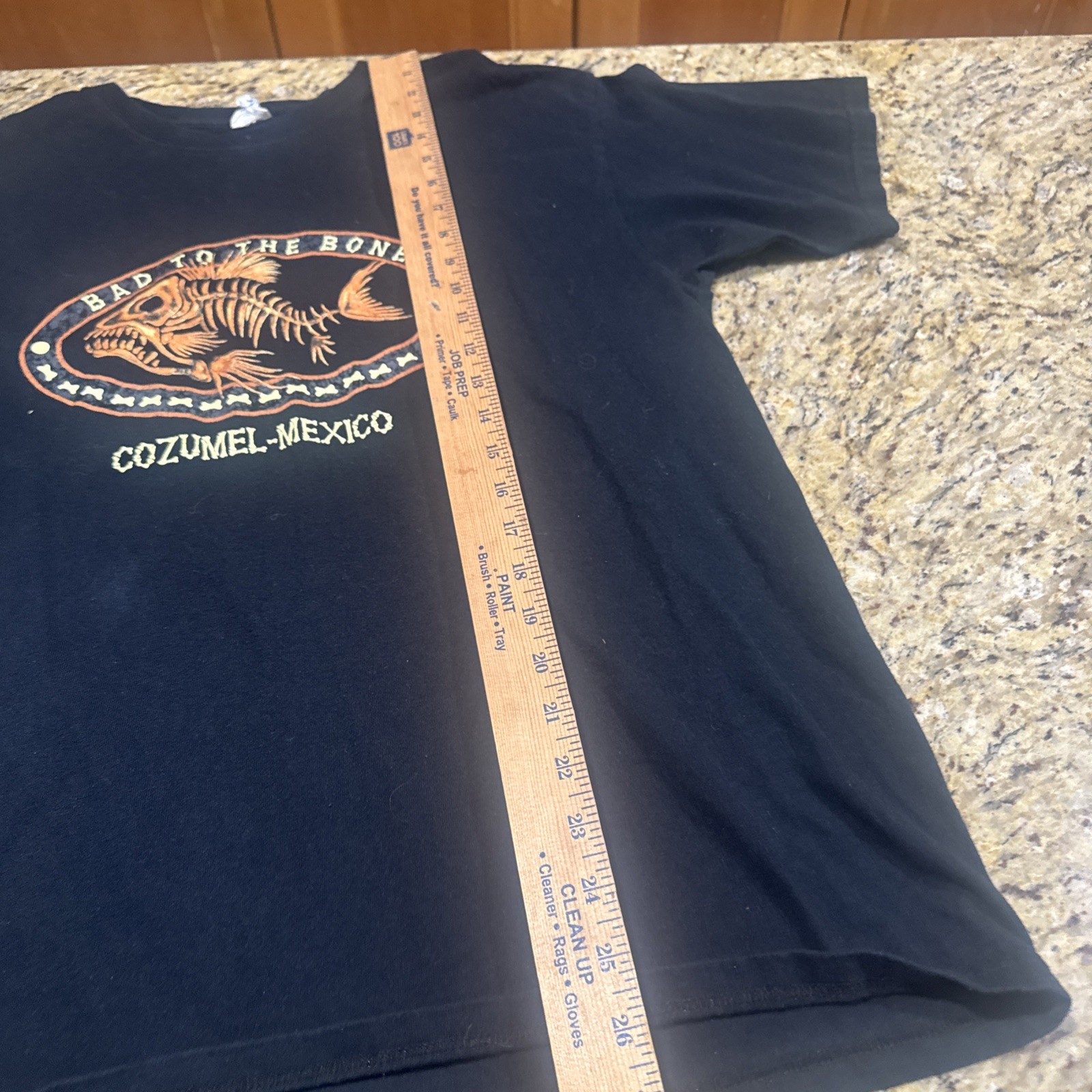 Men's T-Shirt COZUMEL MEXICO Souvenir Shirt BLACK Fish Skeleton SOFT KNIT Medium gallery