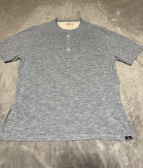 Faherty Mens Size L Blue Heather Henley Short Sleeve Shirt MKC0123