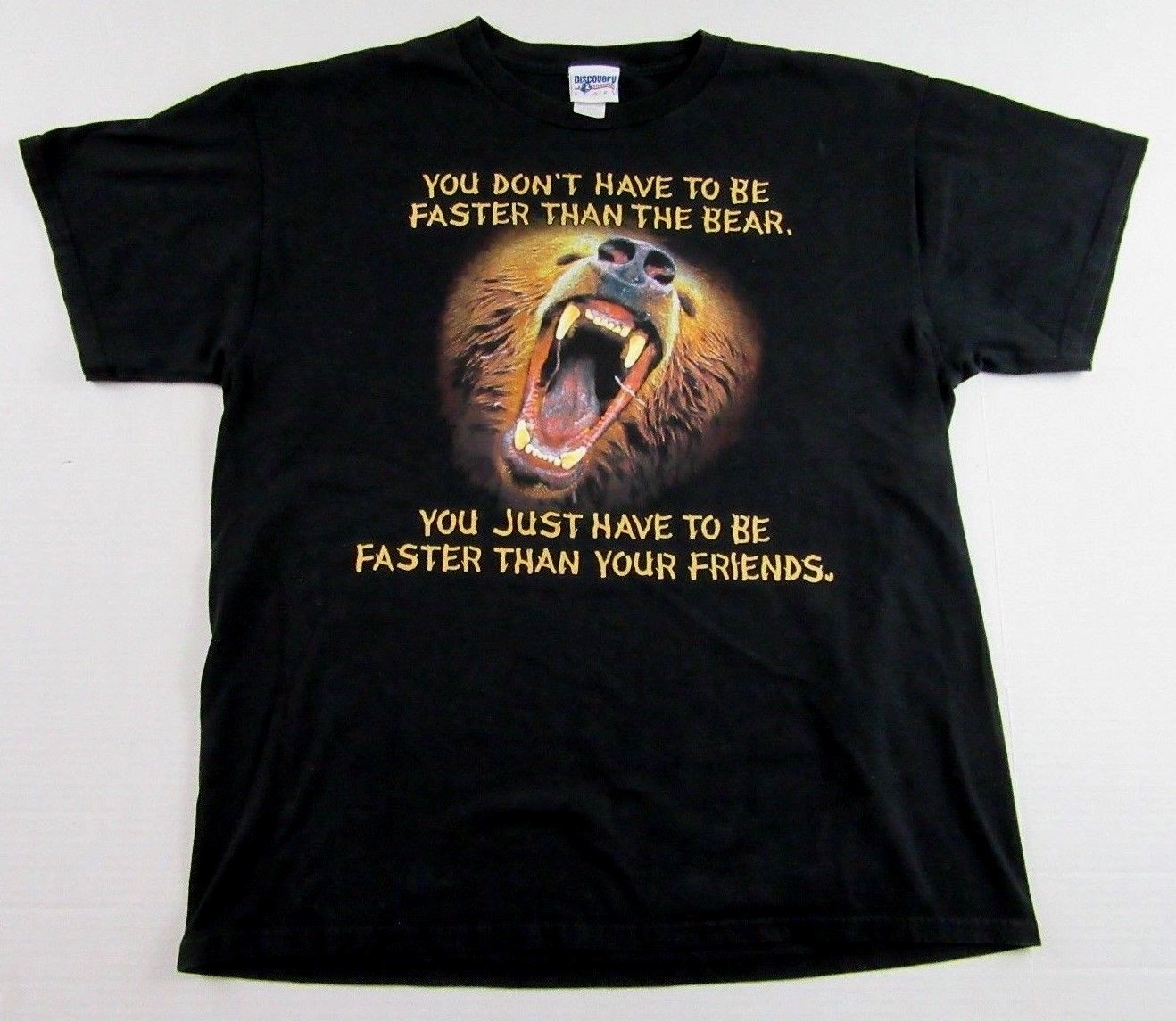 Vintage Discovery Channel Angry Grizzly Bear Souvenir SS Black T Shirt Size L gallery