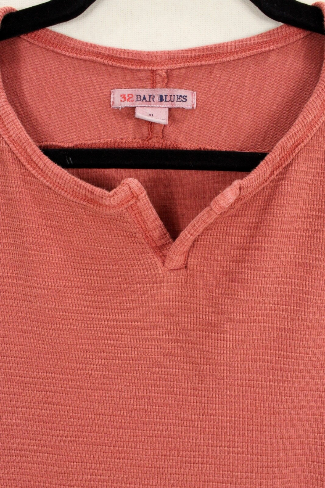 32 Bar Blues Thermal Mens Top XL waffle weave Short Sleeve Burnt Orange gallery