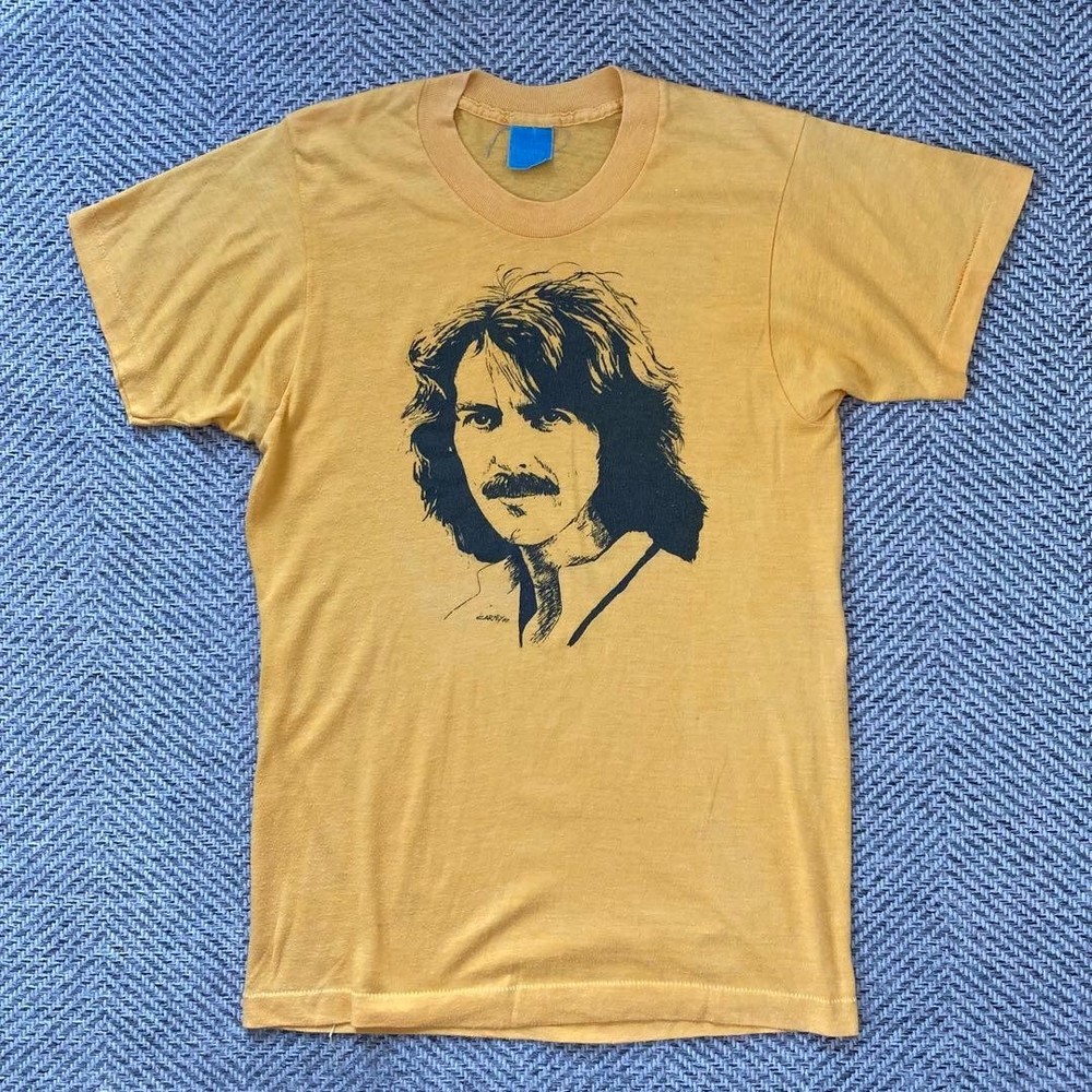 George Harrison Harrison Print T-Shirt Mens Size XS Yellow Color Vintage 70s