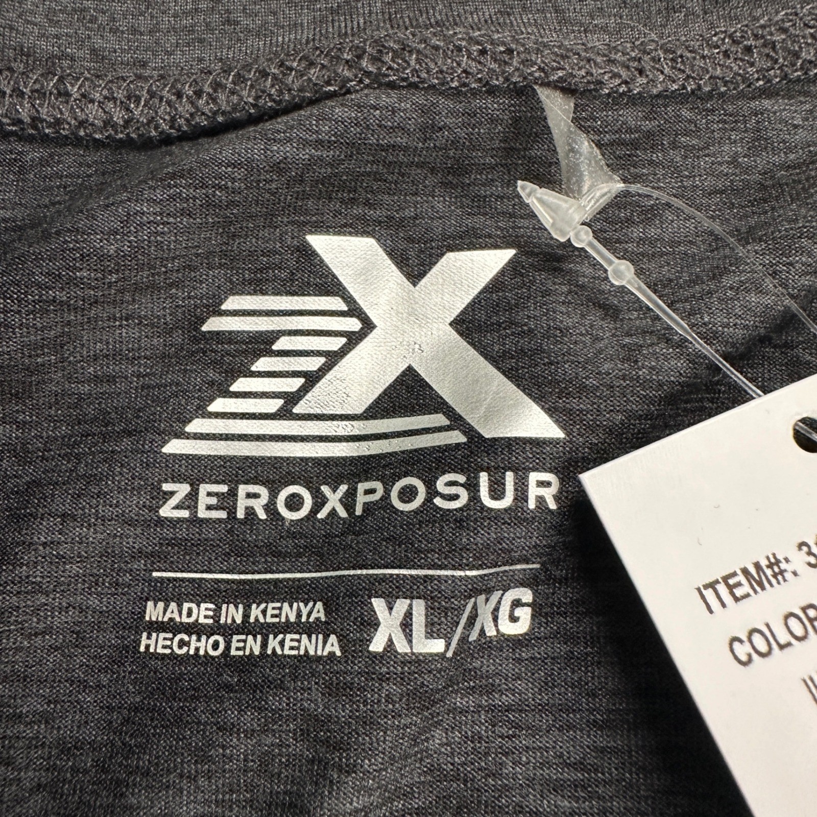 ZeroXposur Henley Melange Tee Shirt Gray Black Poly Spandex XL NWT gallery