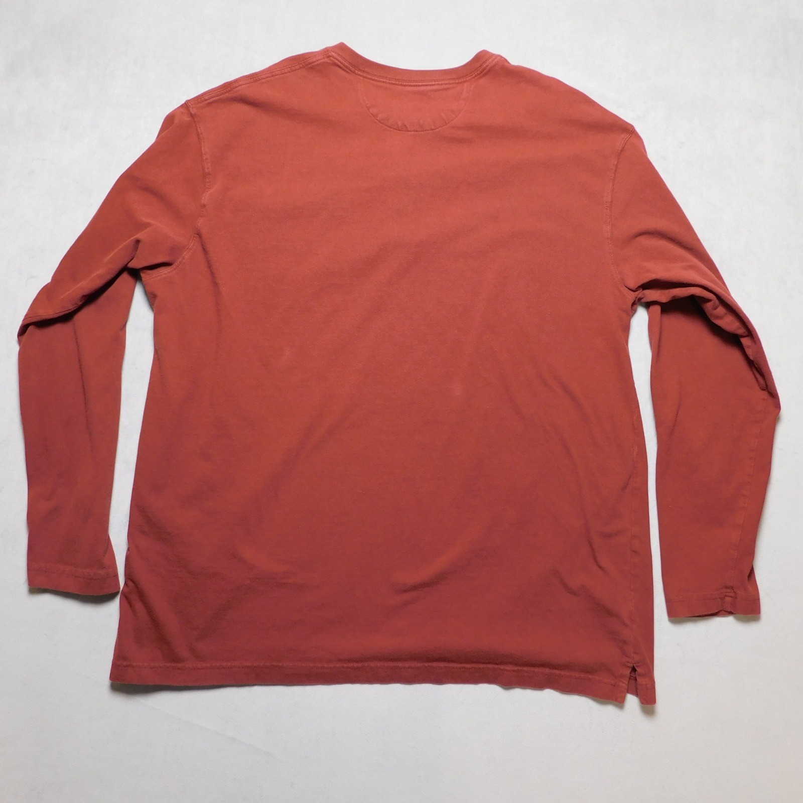 Duluth Trading Co Mens XL Relaxed Fit Longtail T Henley Long Sleeve Shirt Orange gallery