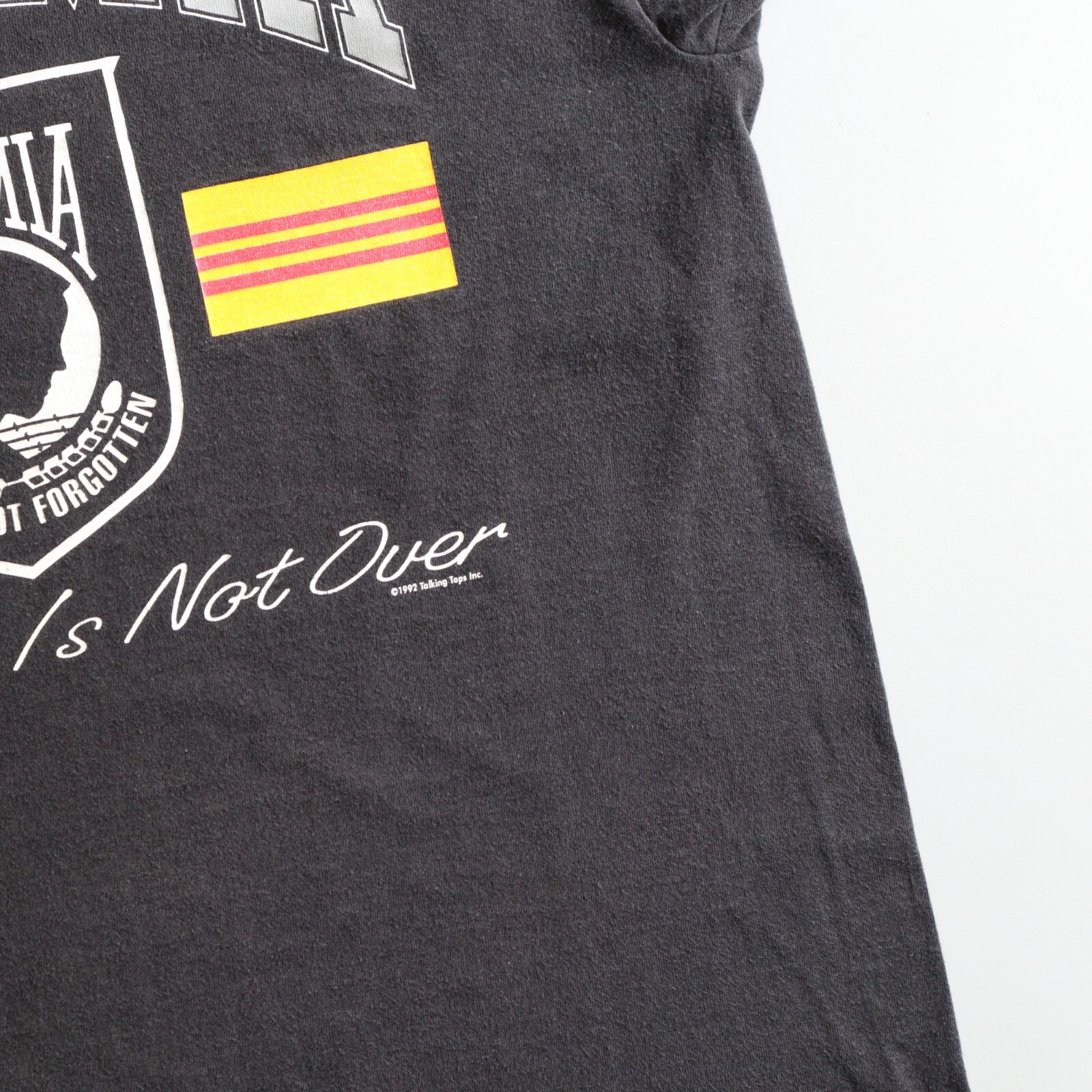 Vintage 90s Pow Mia Vietnam War Shirt Adult Large Mens L Black Single Stitch USA gallery