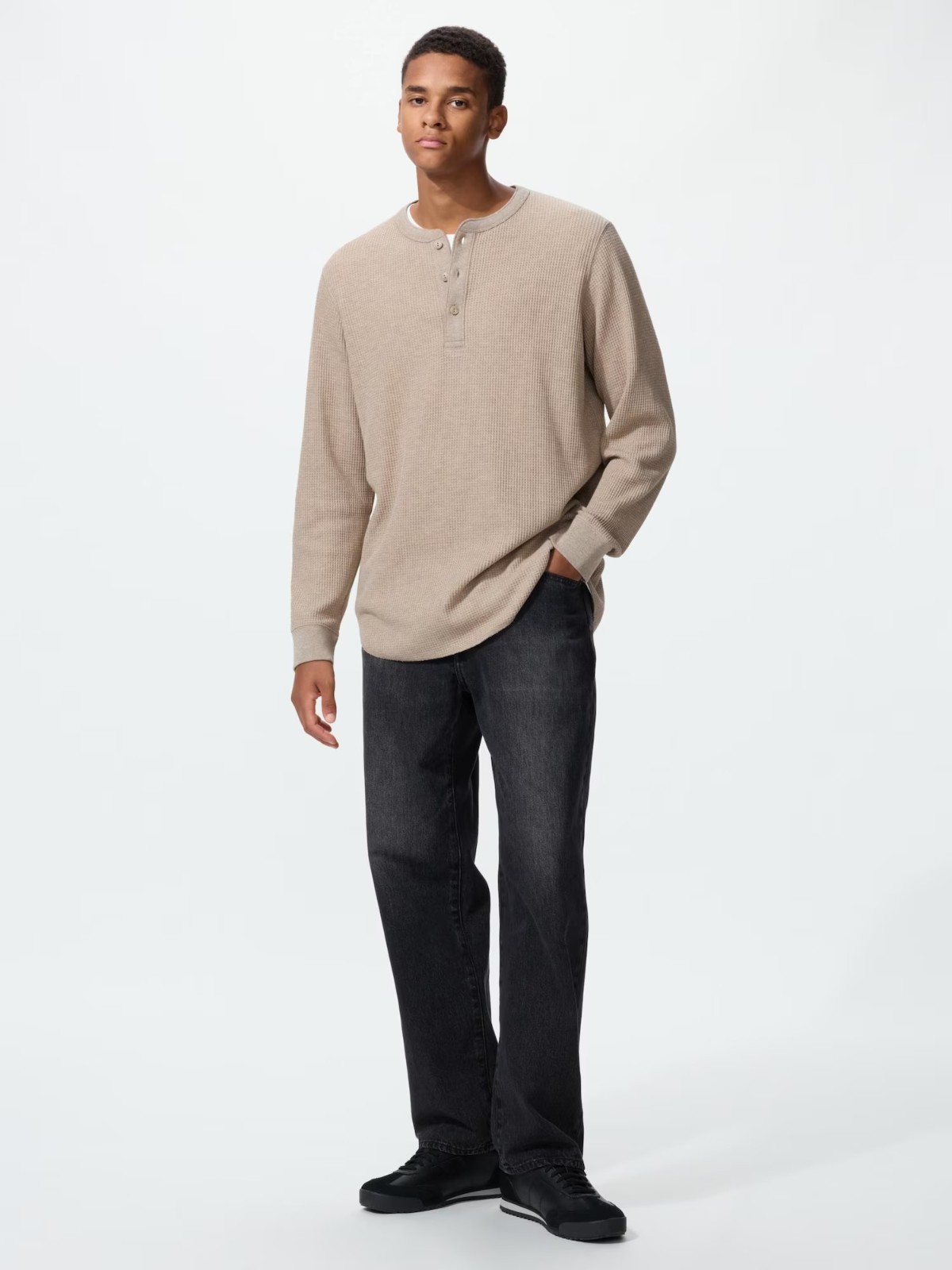 UNIQLO Waffle Henley Neck T-Shirt XS-4XL Men Regular Fit 482766 NWT gallery