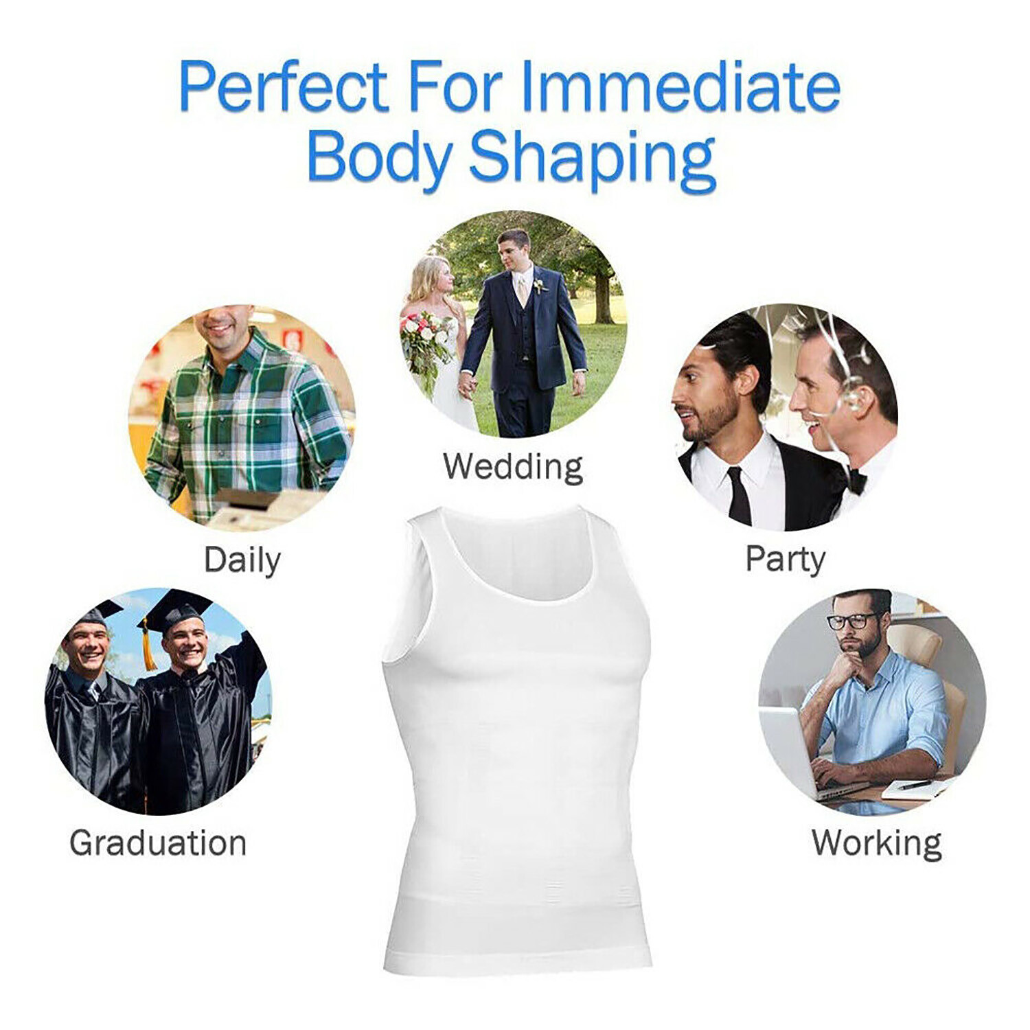 Men's Slimming Body Shaper Gynecomastia Compression Tank Top Workout Shirt Vest gallery