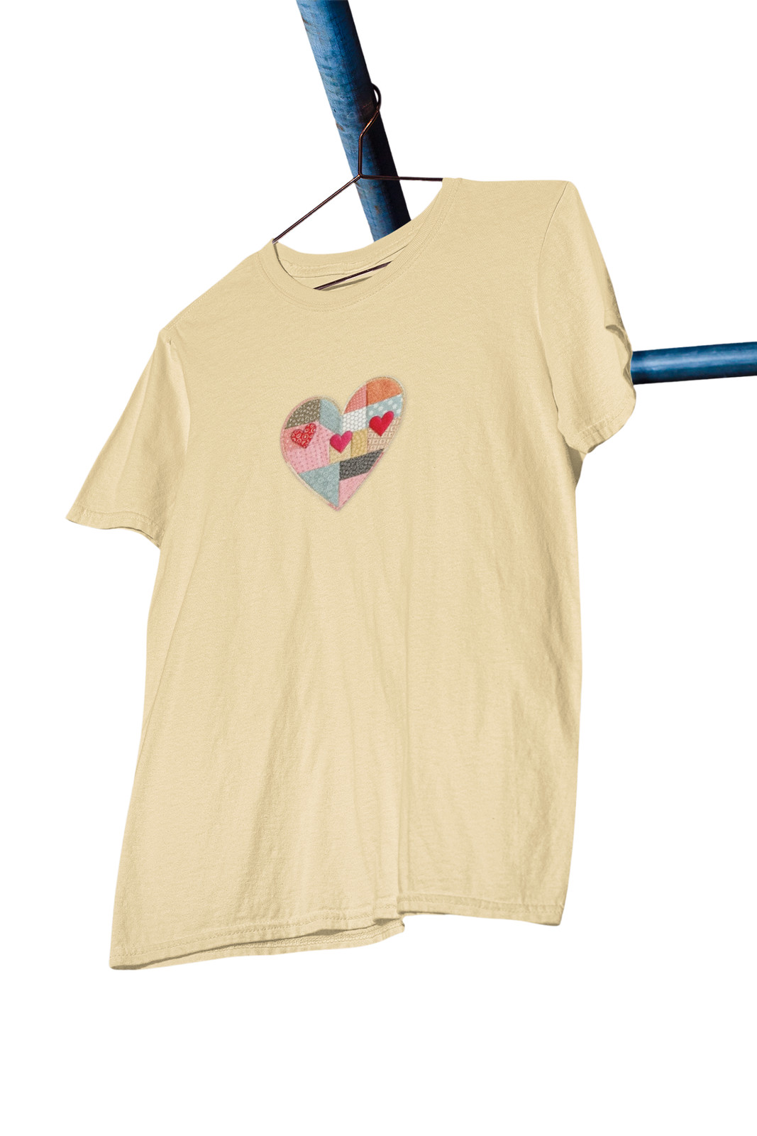 Colorful Quilted Patchwork Heart Tee | Geometric Heart Shirt gallery