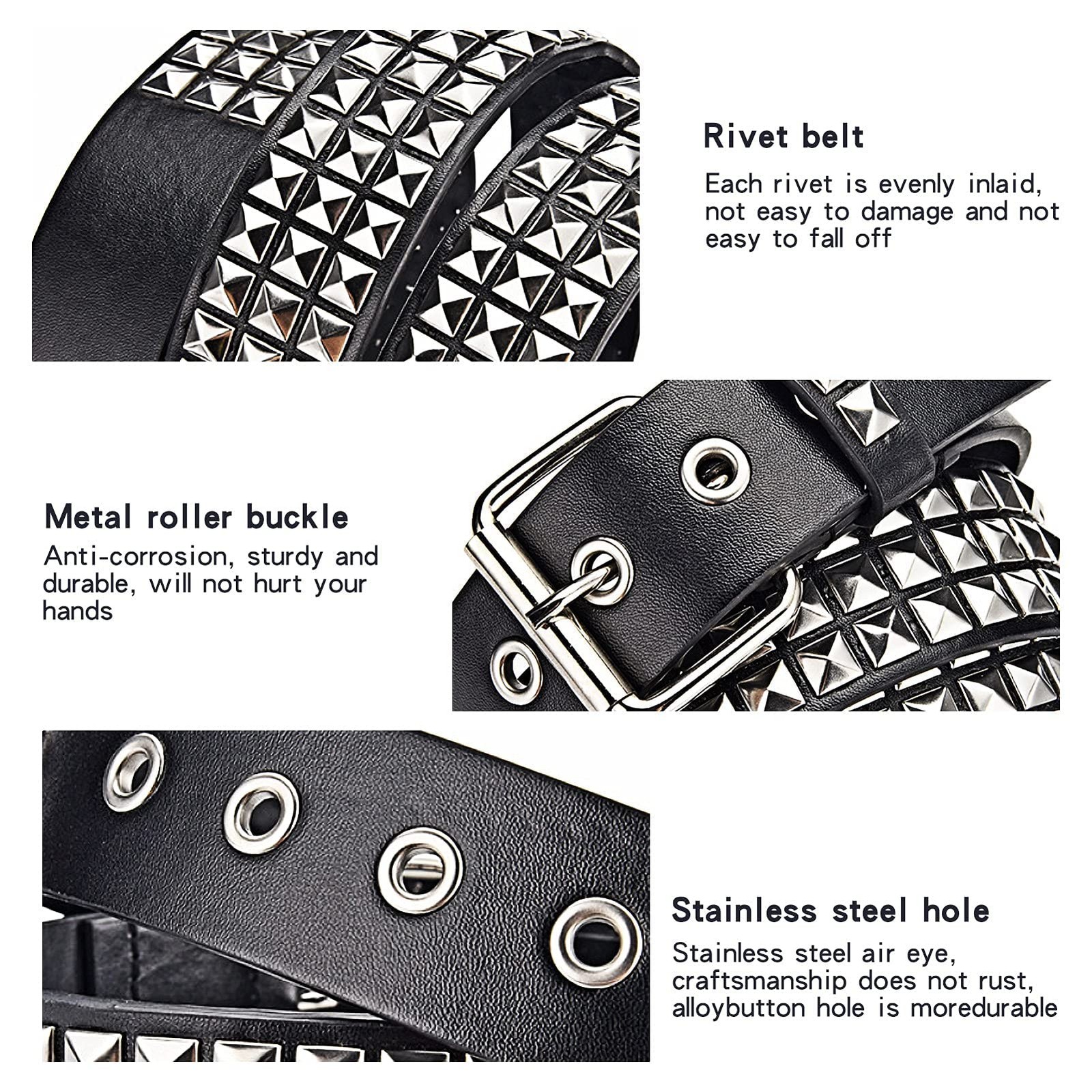 Studded Belt, Metal Punk Rock Rivet belt with Bright Pyramid Studded for Men ... gallery