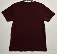 Original Use Men’s Burgundy Short Sleeve w Floral Fabric Pocket T-Shirt Small