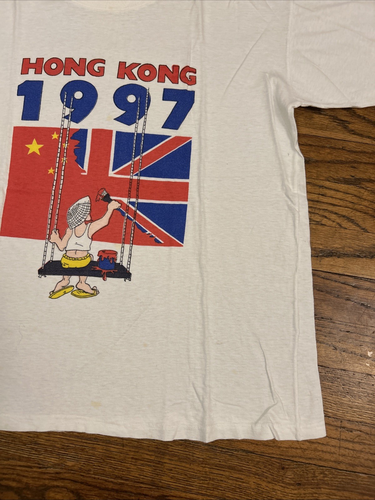 Vintage Hong Kong Size Small 90s Independence China Flag Shirt 1997 gallery