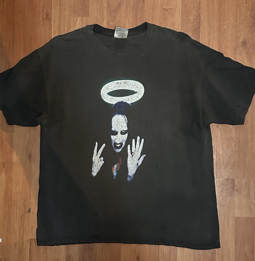 90s Winterland Marilyn Manson Middle Finger Black Graphic Tee Men’s XL