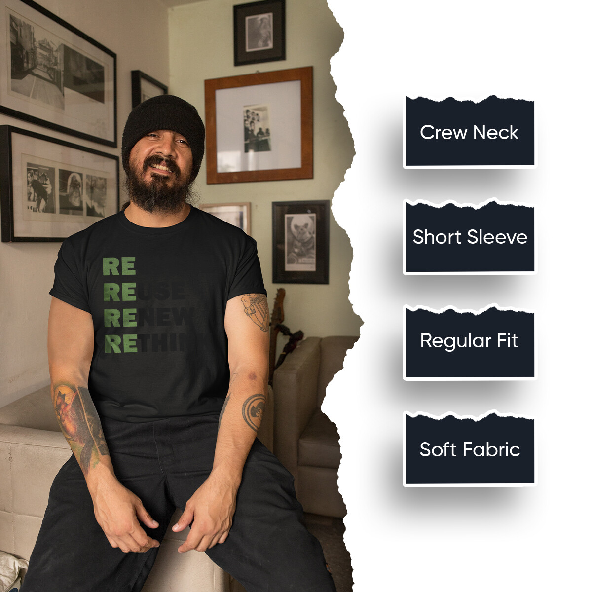 Recycle Reuse Renew Rethink EarthDay Environmental Activism Mens T-Shirts #T510 gallery