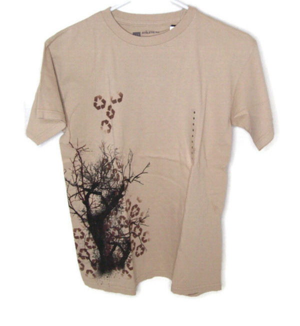 Gap Athletic Fit Recycled Tree Pattern Cotton Men’s Brown T Shirt Size Small