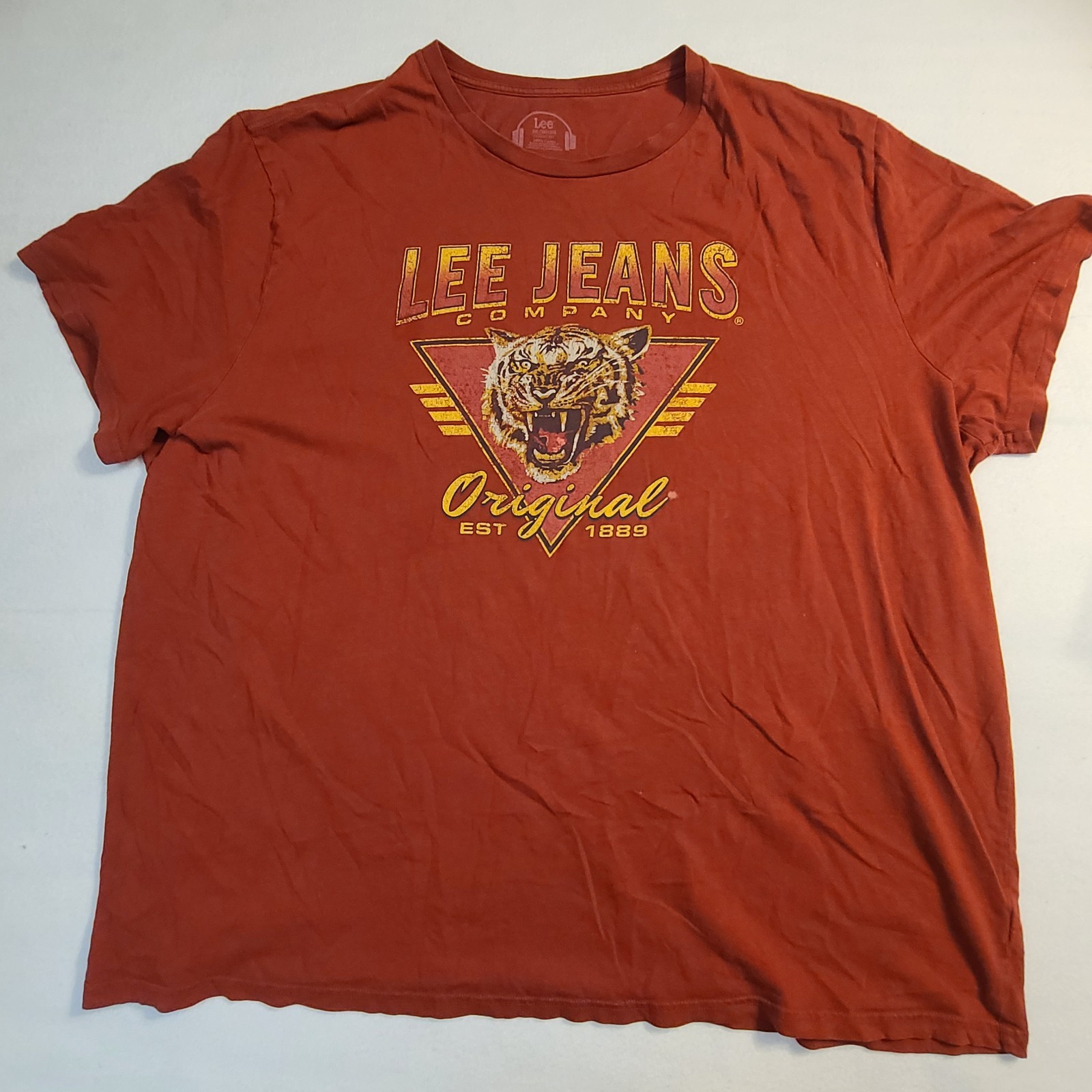 Vintage Lee Red Tiger 3XL Graphic Logo T-Shirt Crew Neck Short Sleeve Tagless gallery