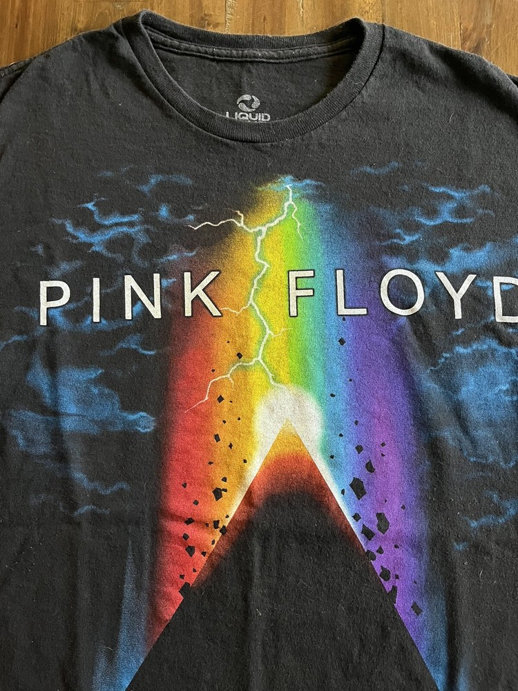 Pink Floyd Rainbow Liquid Blue Band Graphic T Shirt Size Large Color Black