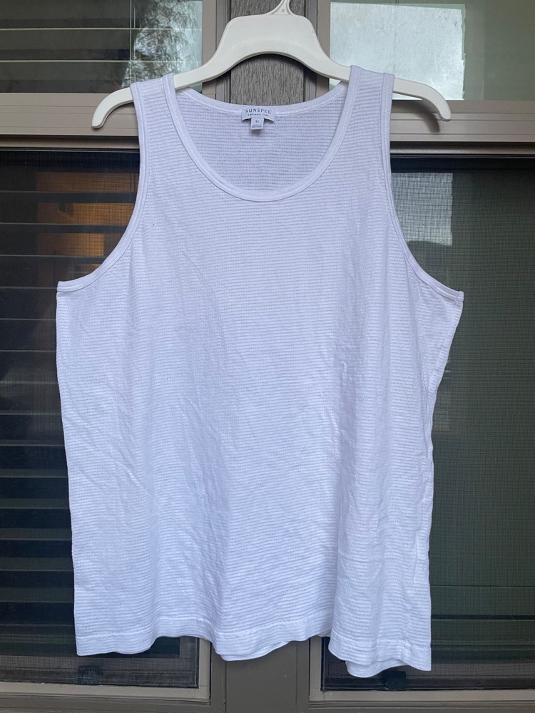 SUNSPEL Men’s Cellular Cotton Tank Top XL White Underwear Vest Knit