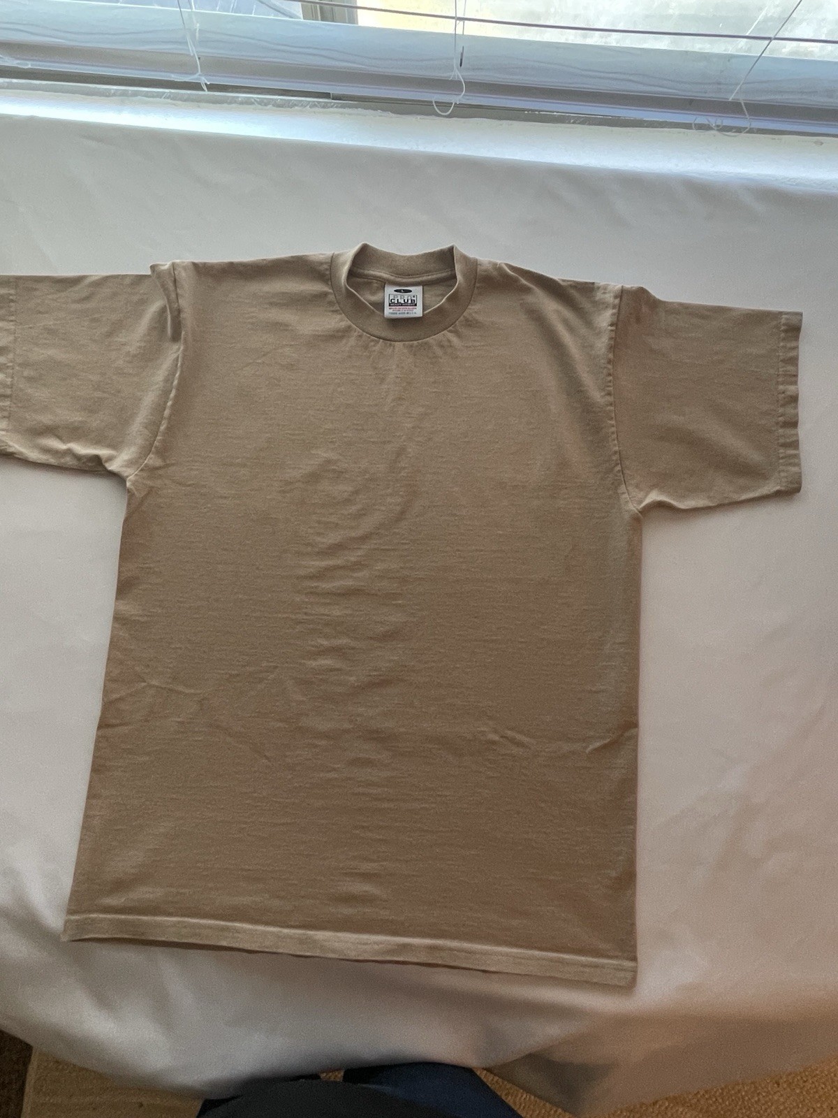 Pro Club Men's Heavyweight T-Shirt Crew Neck Short Sleeve Cotton Knit Beige L gallery