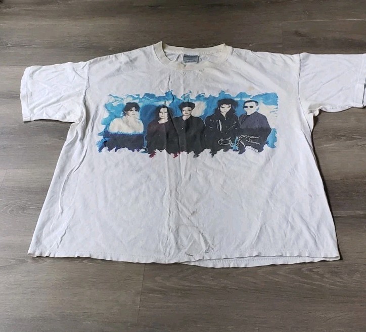 VTG 90s Brockum The Cure WISH TOUR 1992 White TShirt Oversized OSFA Y2K STAINS
