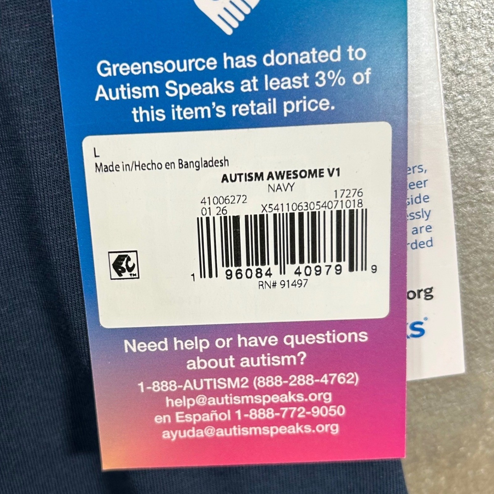 Autism Speaks Team Awesome Navy Blue Graphic T-Shirt Mens Size Large New gallery
