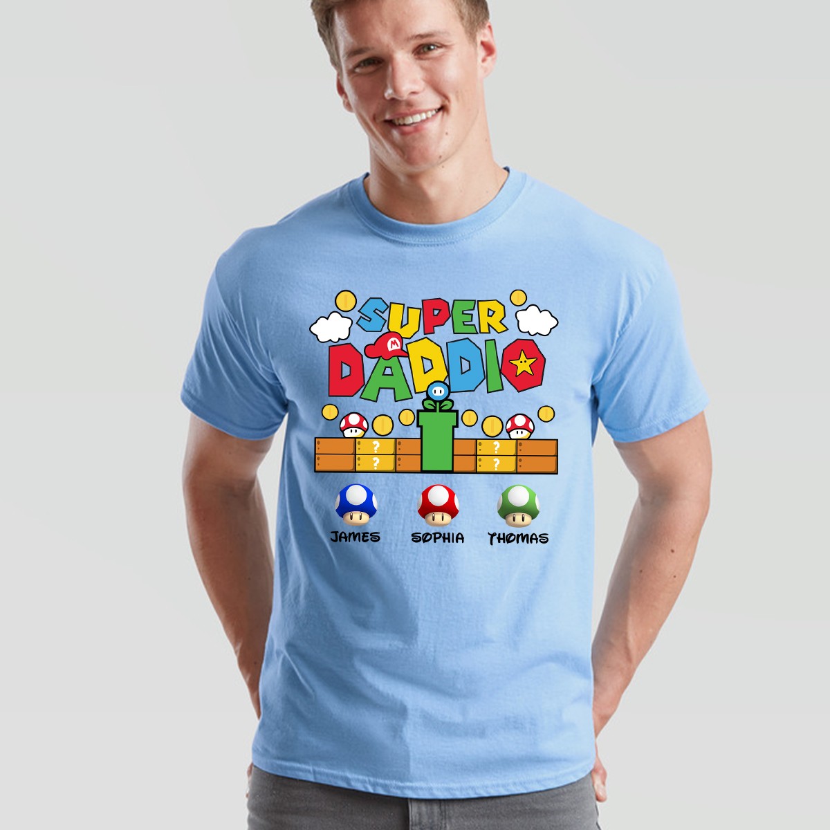 Personalised Super Daddio Mens T Shirt Gaming Fathers Day Mens Graphic Tee gallery