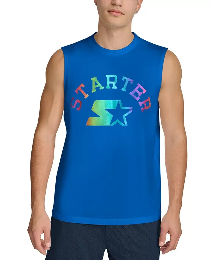 Starter Men's Regular-Fit Logo Graphic Sleeveless Cotton T-Shirt Royal Blue L gallery