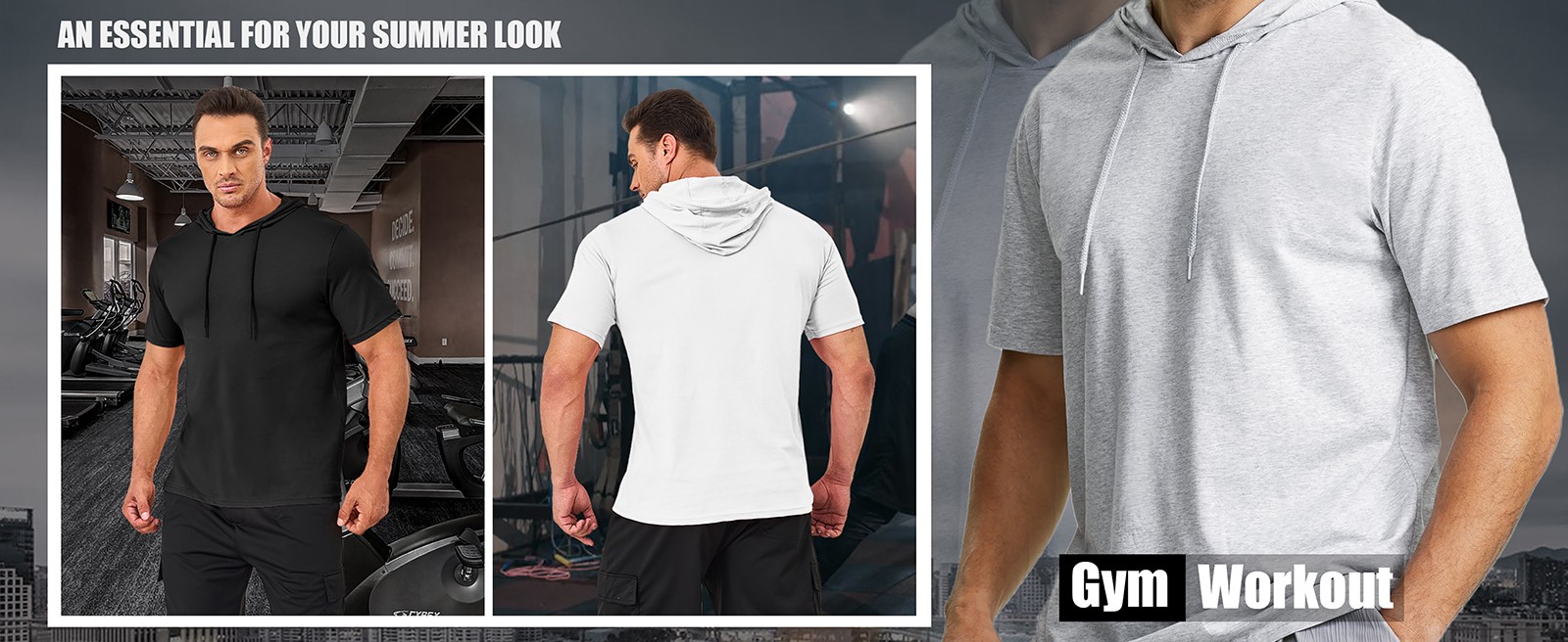 Men's Short Sleeve Hoodies Cotton Summer Sweatshirt Breathable Workout Shirts US gallery