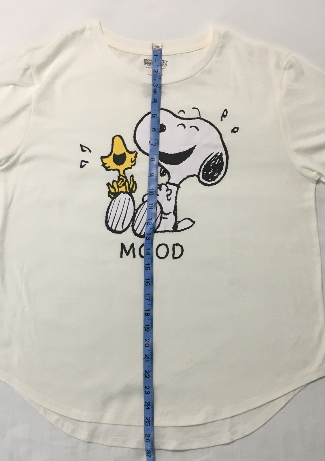 Teen Girls Size XXL Peanuts Snoopy & Woodstock Mood Lt Ivory S/S Tee T-Shirt NWT gallery