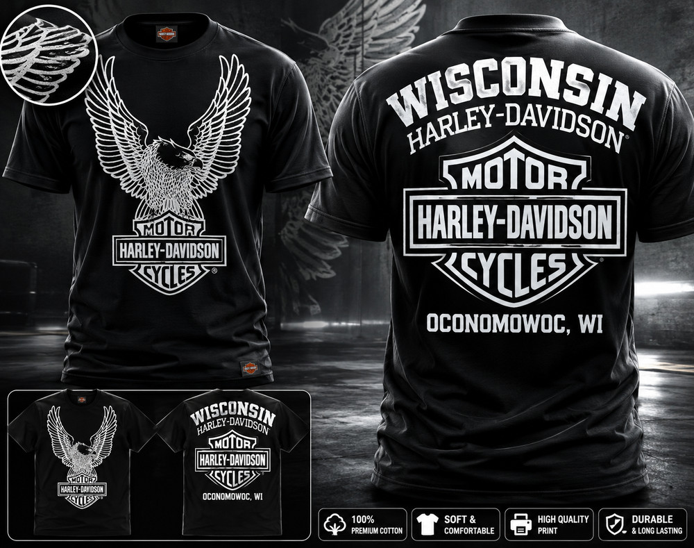 Harley-Davidson Men’s T-Shirt Eagle Graphic Short Sleeve Tee Black Tee 30296656