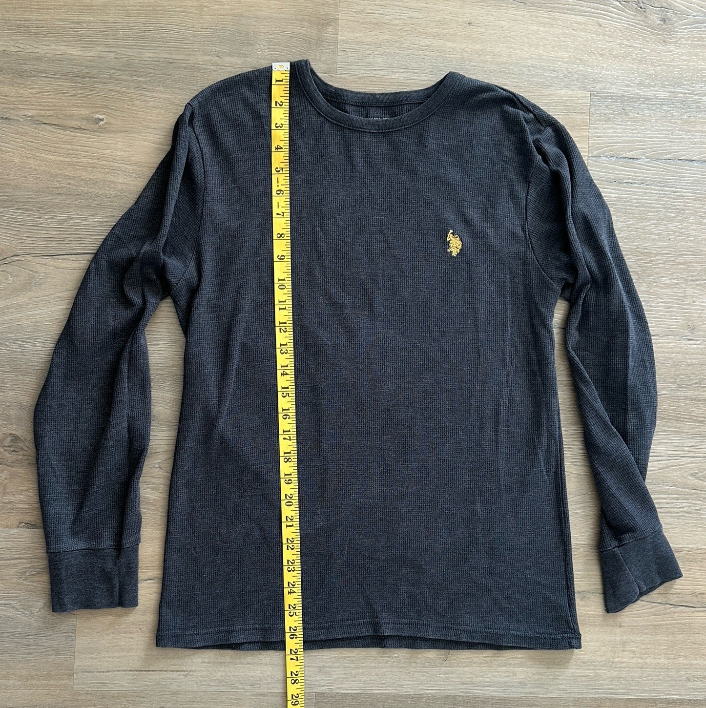US Polo Assn. Men's Knit Sleepwear Top Size L Dark Gray Yellow Logo Long Sleeve gallery