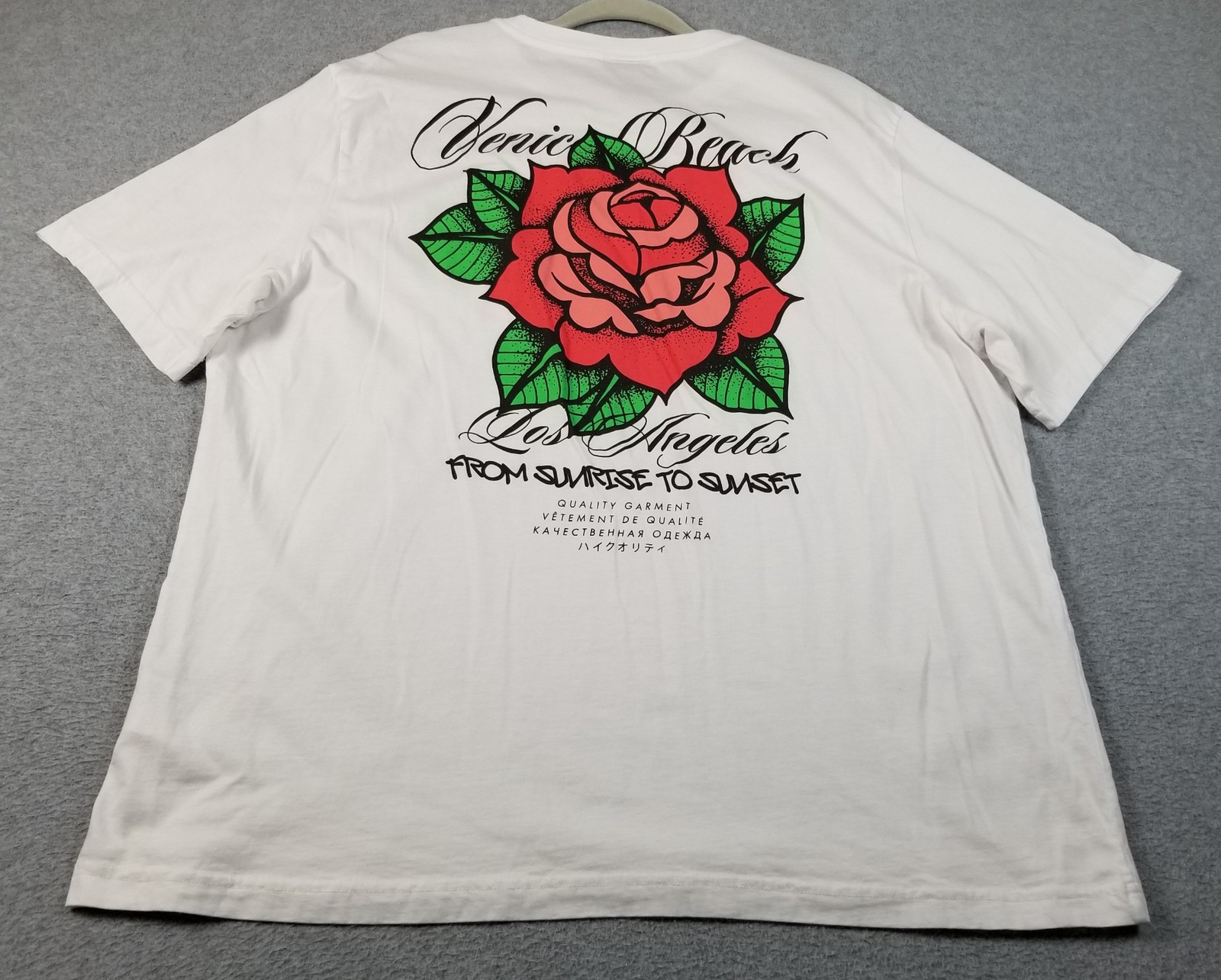H&M T Shirt Men’s 2XL XXL Graphic Print Tee Short Sleeves Rose Venice Beach LA gallery