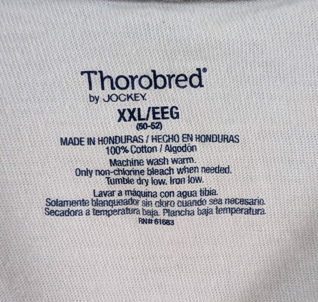 Jockey Thorobred TWO V-Neck White Cotton T-shirt NWOT Size XXL gallery