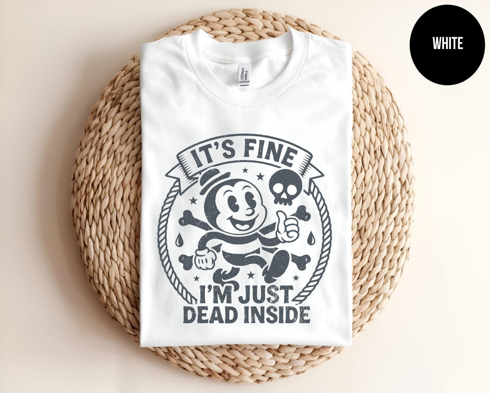 Retro Cartoon T Shirt Sarcastic Graphic Tee Its Fine Im Just Dead Inside Vintage gallery