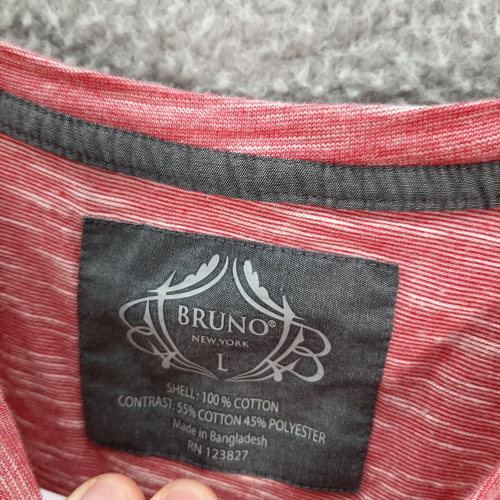 Bruno Shirt Adult Large Red White Geometric Lightweight Stretch Preppy Workwear gallery