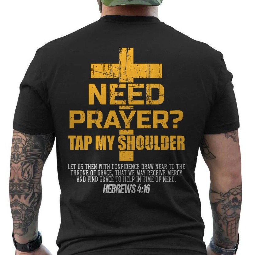 Need Prayer Tap My Shoulder Bible Verse Christian Retro Retro shirt