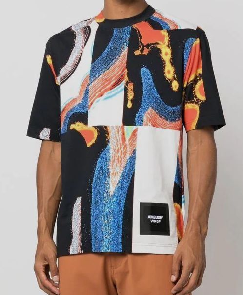 $521 Ambush Men's Black Cotton Multicolor Short Sleeve Crewneck T-Shirt Size L gallery