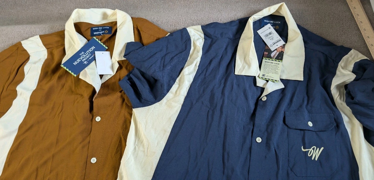 2X  Wish Me Luck Winner’s Circle Men’s & Big 3x Bowling Shirt Size Blue/Brown