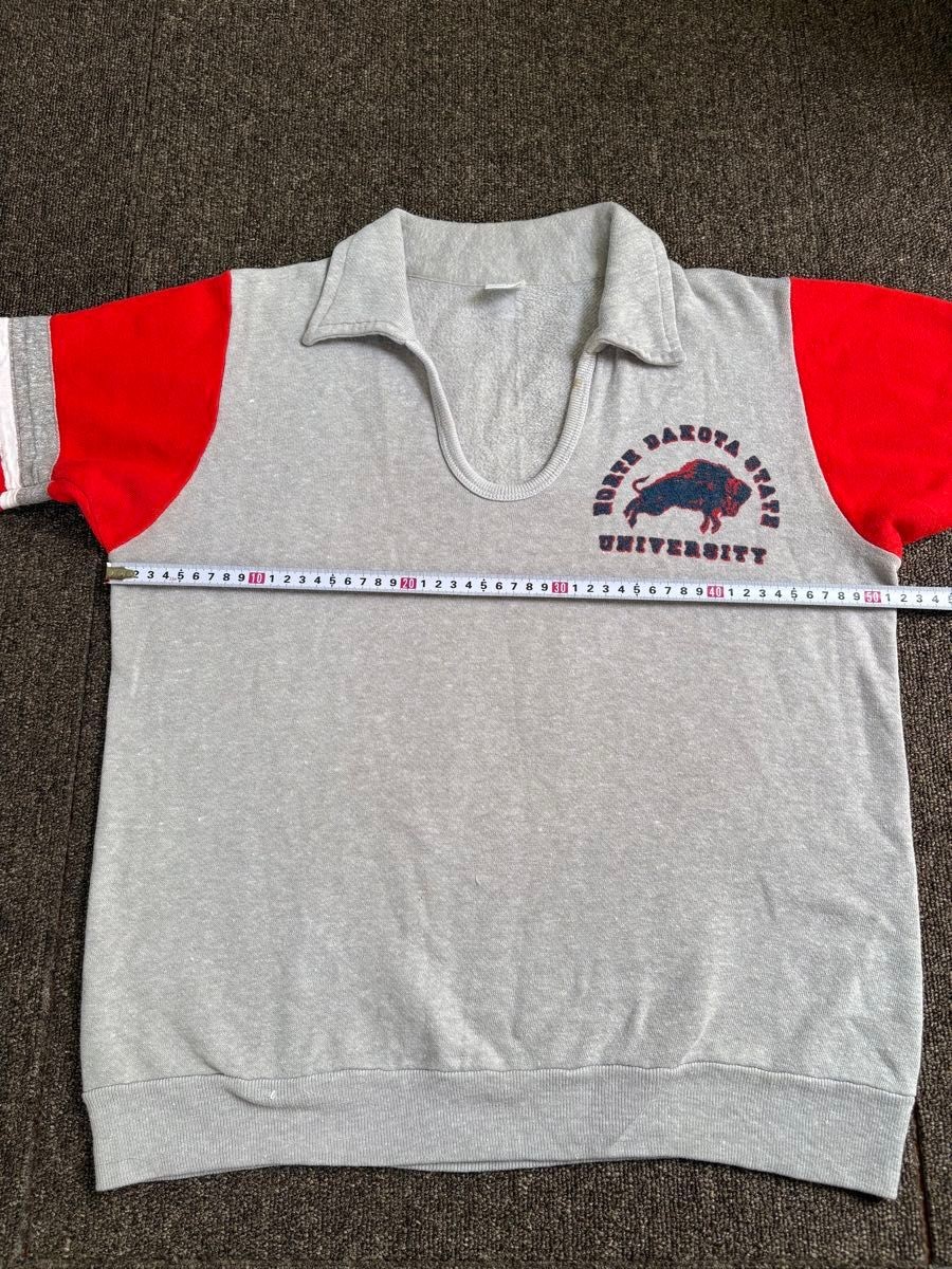 Vintage Late 70s Champion Blue Bar Tag Collared Short Sleeve Sweatshirt NDSU M gallery
