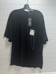 NWT! INCERUN Black Crinkle Pierced Shirt With Chain Detail Goth Punk Top MEDIUM
