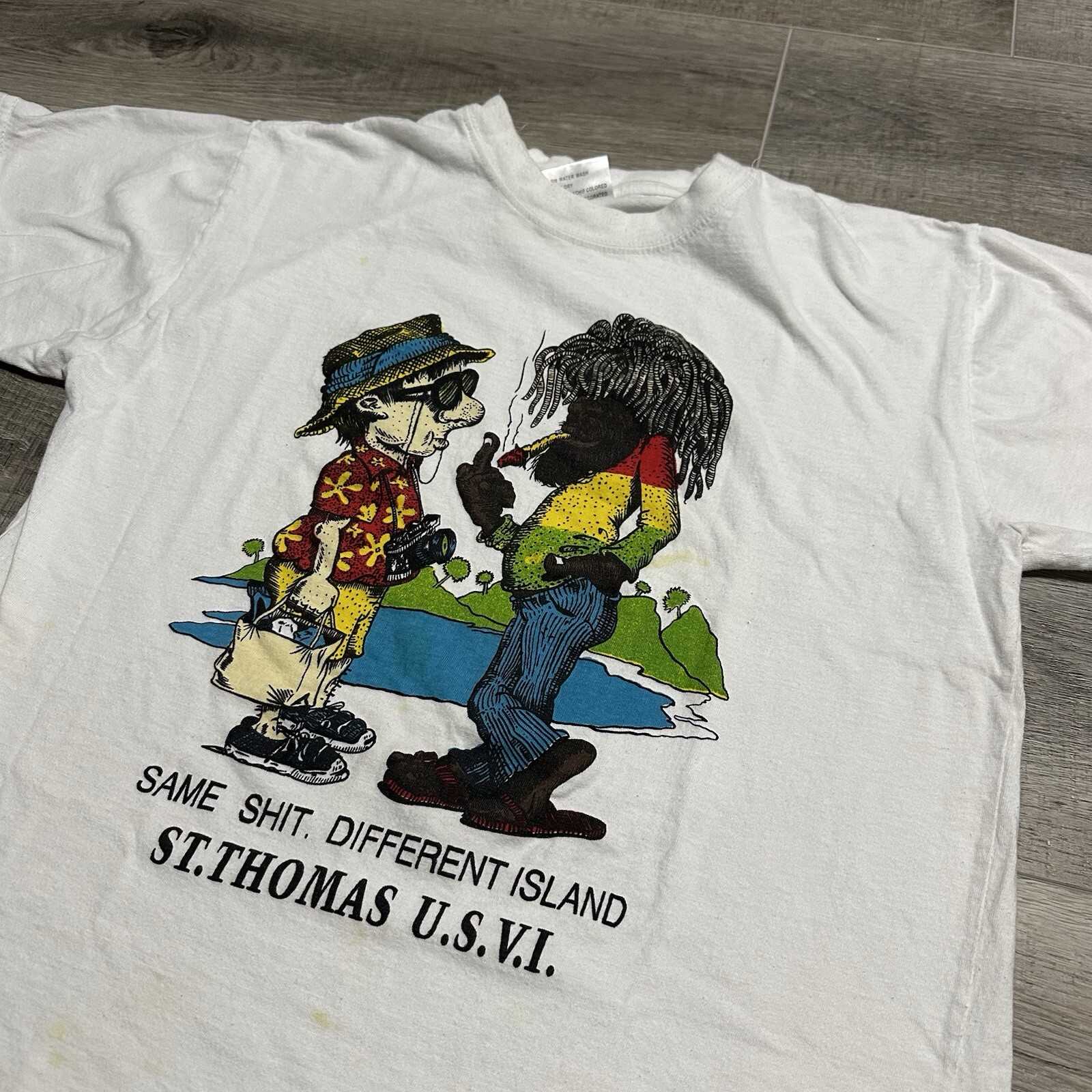 Vintage Same Sh*t Different Island Aruba Shirt Size Medium Funny Art Tee gallery